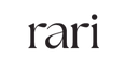 Logo of the brand 'rari' in black text on a white background
